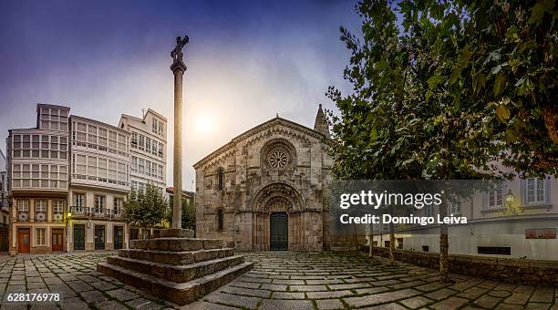 sunraise in santa maria church, la coruna, spain - a coruna bildbanksfoton och bilder