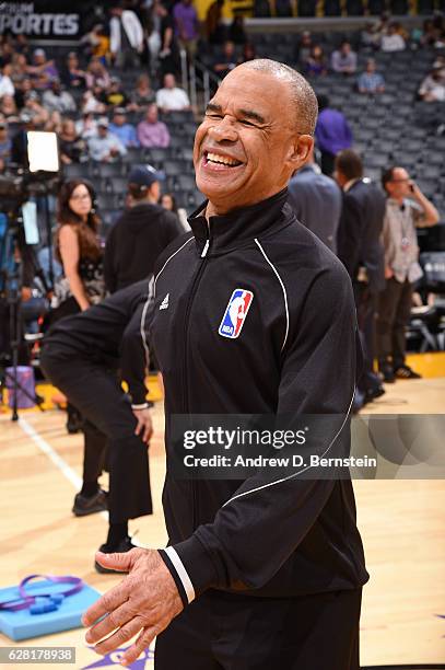 Dan Crawford is before the game between the Dallas Mavericks and the Los Angeles Lakers on November 8, 2016 at STAPLES Center in Los Angeles,...