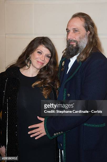 Amandine de la Richardiere and Sebastien Tellier attend the "Chanel Collection des Metiers d'Art 2016/17 : Paris Cosmopolite" show on December 6,...