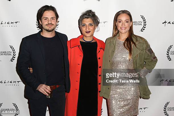 Perluigi Malavasi, Shagha Ariannia and actress Alicja Bachleda-Curus attend the U.S. Premiere of the feature film "Polaris" at ArcLight Cinemas on...