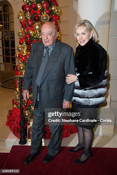 Mohamed Al-Fayed and his wife Heini Wathen attend the "Chanel Collection des Metiers d'Art 2016/17 : Paris Cosmopolite" show on December 6, 2016 in...