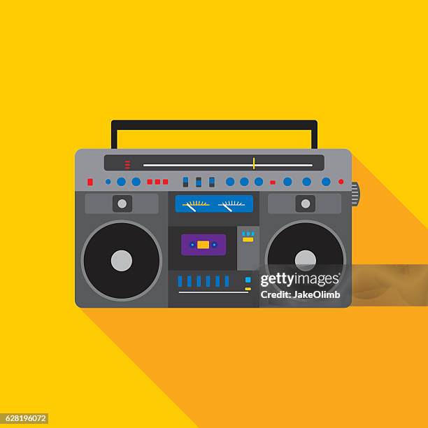 boombox icon flat - stereo stock illustrations