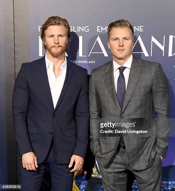 Producers Thad Luckinbill and Trent Luckinbill attend the premiere of Lionsgate's "La La Land" at Mann Village Theatre on December 6, 2016 in...