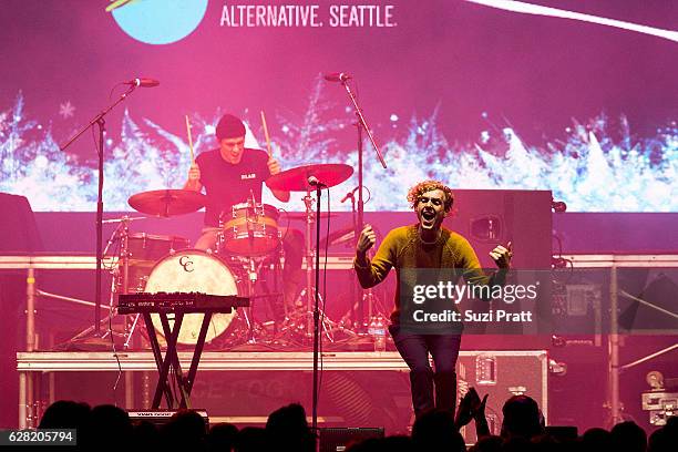 Ryan Winnen and Chase Lawrence of Coin perform at Deck the Hall Ball at KeyArena on December 6, 2016 in Seattle, Washington.