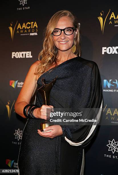 Eva Orner poses in the media room after winning the AACTA Award for Best Feature Length Documentary for Chasing Asylum at the 6th AACTA Awards...