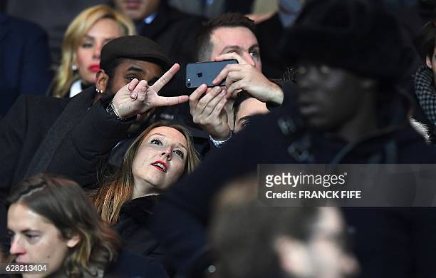 French actress Audrey Lamy attends the UEFA Champions League Group A football match between Paris Saint-Germain and PCF Ludogorets Razgrad at the...