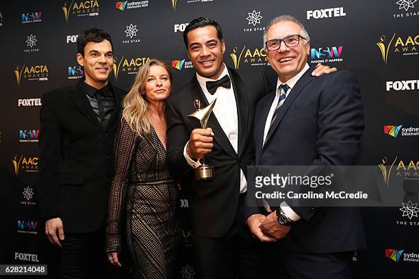 Socratis Otto, Tammy MacIntosh, Robbie Magasiva and Pino Amenta pose in the media room after winning the AACTA Award for Best Television Drama Series...