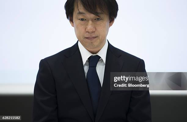 Isao Moriyasu, president and chief executive officer of DeNA Co., attends a news conference in Tokyo, Japan, on Wednesday, Dec. 7, 2016. Moriyasu,...