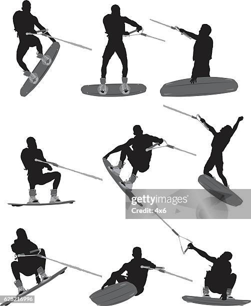 wakeboarder wakeboarding - water skiing stock illustrations