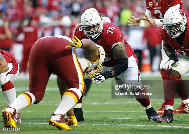 Offensive guard Mike Iupati of the Arizona Cardinals in action against the Washington Redskins during the third quarter of a game at University of...