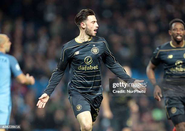 Patrick Roberts of Celtic celebratees his goal during UEFA Champions League - Group C match between Manchester City and Celtic at City of Manchester...