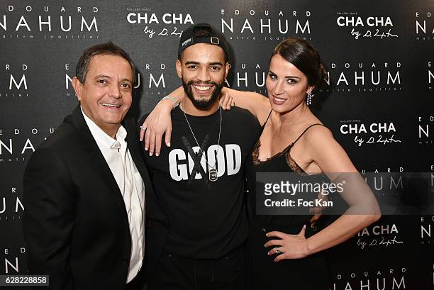 Edouard Nahum, Brahim Zaibat and Charlotte Lena Souki from chacha gallery at Aspen attend "Black & Whyte Party" by Edouard Nahum to celebrate his new...