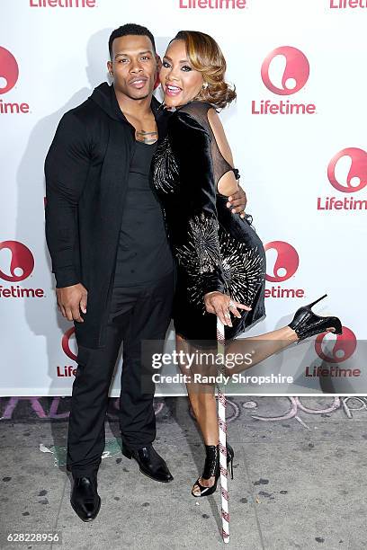 Dancer Michael 'Bolo' Bolwaire and actress/producer Vivica A. Fox arrive to the live show and holiday party for "Vivica's Black Magic," premiering...