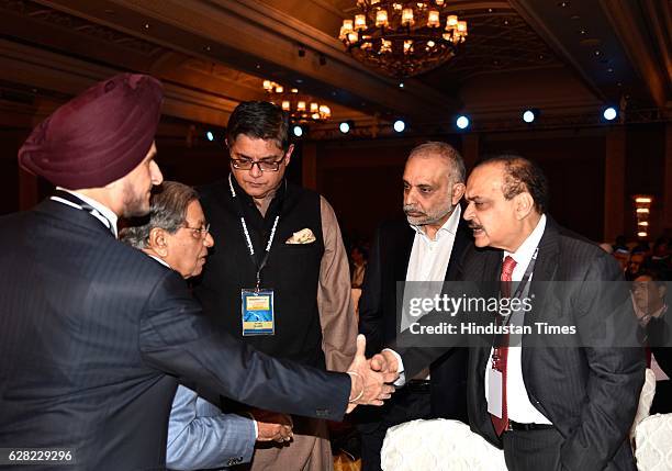 Shyam Sunder Bhartia, Hari S. Bhartia, Jay Panda, N. K. Singh and Raunaq Singh, during the Hindustan Times Leadership Summit 2016 at Taj Palace, on...