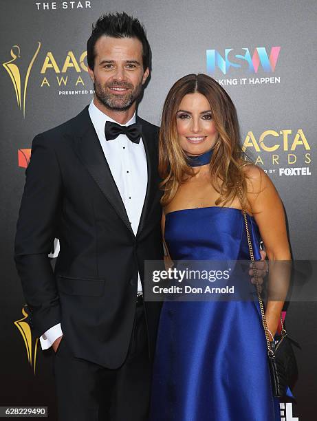 Charlie Clausen and Ada Nicodemou arrives ahead of the 6th AACTA Awards at The Star on December 7, 2016 in Sydney, Australia.