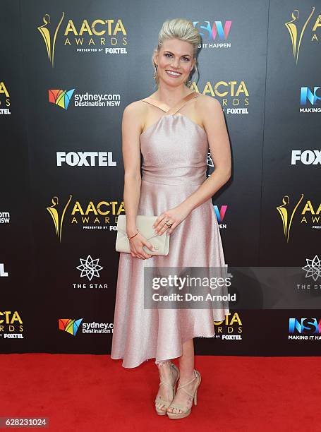 Bonnie Sveen arrives ahead of the 6th AACTA Awards at The Star on December 7, 2016 in Sydney, Australia.