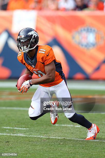 Jordan Norwood of the Denver Broncos runs the ball during the game against the San Diego Chargers at Sports Authority Field At Mile High on October...