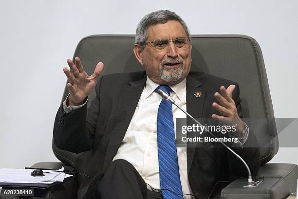 Jorge Carlos Fonseca, the Republic of Cape Verde's president, gestures as he speaks during the International Forum on Peace and Security In Africa,...