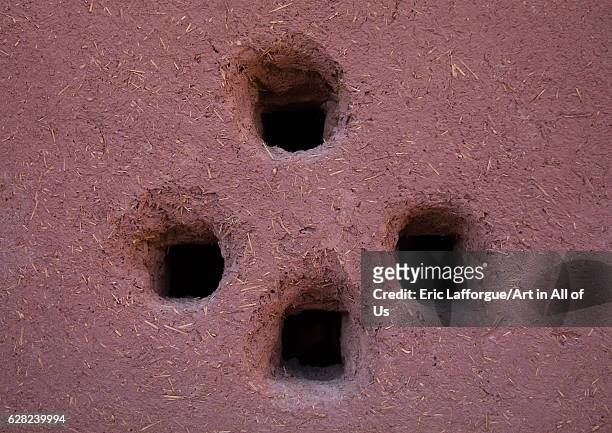 Ventilation holes in the wall of a traditional house, Natanz County, Abyaneh, Iran on October 20, 2016 in Abyaneh, Iran.