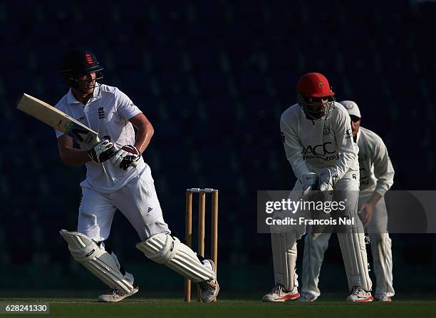 Tom Westley of England Lions bats during day one of the tour match between England Lions and Afghanistan at Zayed Cricket Stadium on December 7, 2016...
