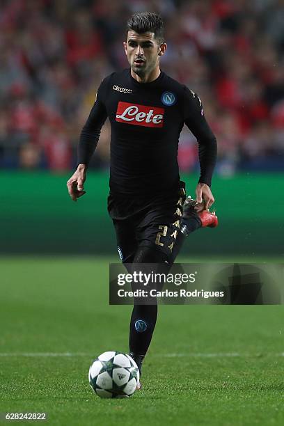 Napoli«s defender Elseid Hysaj from Albania during the UEFA Champions League group B match between SL Benfica v SSC Napoli at Estadio da Luz on...