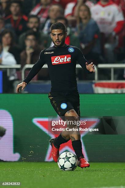 Napoli«s forward Lorenzo Insigne from Italy during the UEFA Champions League group B match between SL Benfica v SSC Napoli at Estadio da Luz on...