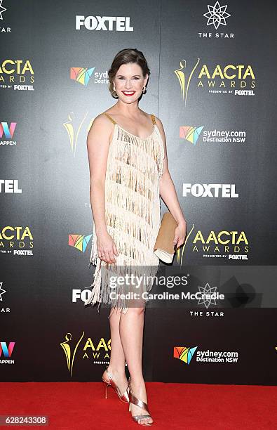 Jana Wilkes arrives ahead of the 6th AACTA Awards Presented by Foxtel at The Star on December 7, 2016 in Sydney, Australia.