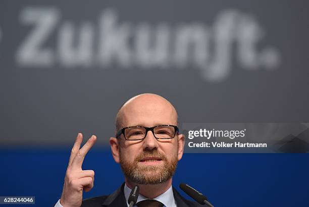 The Christian Democrats General Secretary Peter Tauber speaks during the 29th annual congress of the Christian Democrats on December 7, 2016 in...