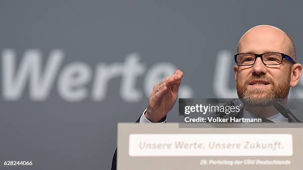 The Christian Democrats General Secretary Peter Tauber speaks during the 29th annual congress of the Christian Democrats on December 7, 2016 in...