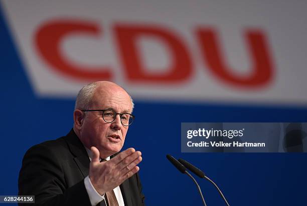 The Chairman of the CDU/CSU parliamentary group, Volker Kauder speaks during the 29th annual congress of the Christian Democrats on December 7, 2016...