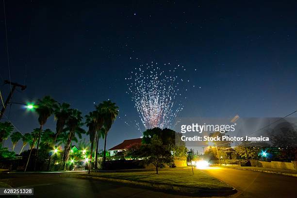 suburban fireworks - kingston jamaica stockfoto's en -beelden