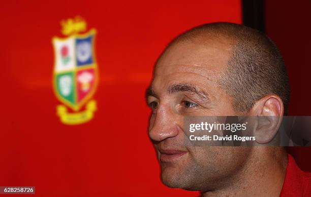 Steve Borthwick, the Lions forwards coach, faces the media during the 2017 British & Irish Lions Coaching Team Announcement held at Carton House...