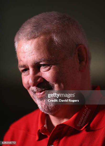 Warren Gatland, the Lions head coach, faces the media during the 2017 British & Irish Lions Coaching Team Announcement held at Carton House Hotel on...