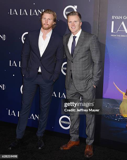 Producers Thad Luckinbill and Trent Luckinbill arrive at the Premiere Of Lionsgate's 'La La Land' at Mann Village Theatre on December 6, 2016 in...