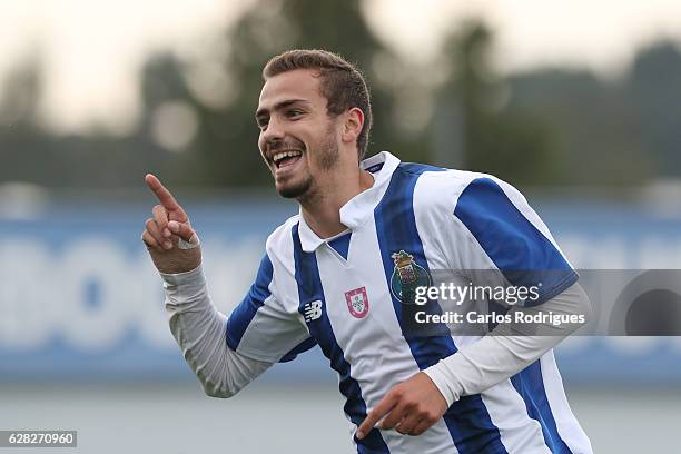 Porto's midfielder Joao Cardoso celebrates scoring Porto second goal during the match between FFC Porto v Leicester City FC - UEFA Youth Champions...