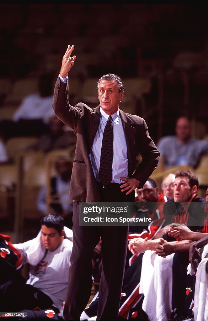 Pat Riley Head coach Pat Riley of the Miami Heat during a preseason game at the ...