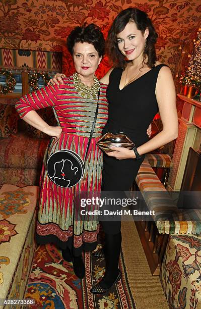 Lulu Guinness and Jasmine Guinness attend as Lulu Guinness & Jasmine Guinness celebrate Christmas with friends at Upstairs, 5 Hertford Street, on...