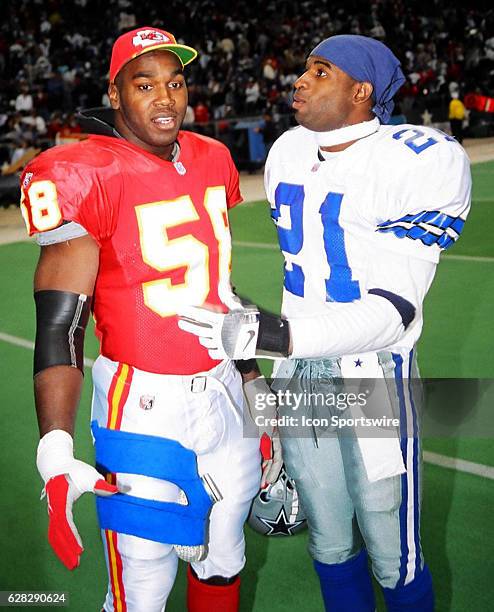 Derrick Thomas Kansas City Chiefs and Deion Sanders Dallas Cowboys.