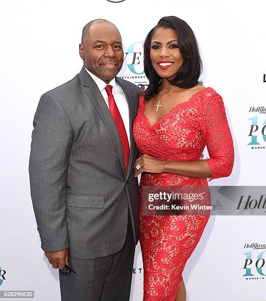 Pastor Dr John Allen Newman and Omarosa Manigault attend The Hollywood Reporter's Annual Women in Entertainment Breakfast in Los Angeles at Milk...