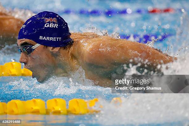 Adam Barrett of Great Britain competes in his preliminary heat of the 100m Butterfly on day two of the 13th FINA World Swimming Championships at the...