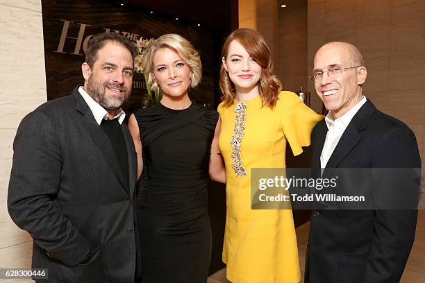 Director Brett Ratner, Honoree Megyn Kelly, actress Emma Stone and CEO of DreamWorks Animation, Jeffrey Katzenberg attend The Hollywood Reporter's...