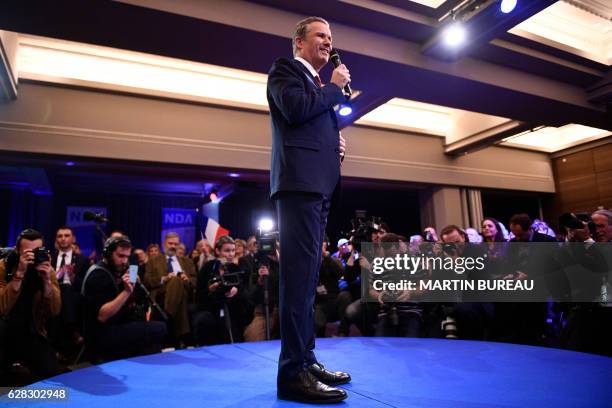 French right-wing Essonne deputy Nicolas Dupont-Aignan, President of French political party "Debout la France" and candidate for the French 2017...