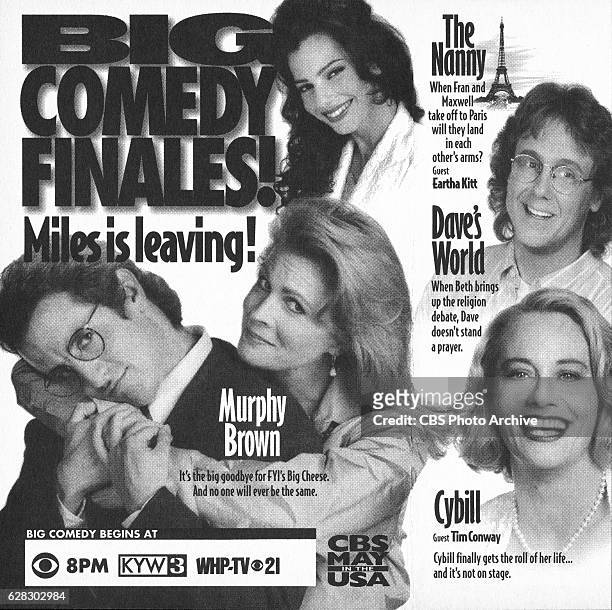 Television advertisement as appeared in the May 18, 1996 issue of TV Guide magazine. An ad for the Monday primetime comedies: Murphy Brown ; The...