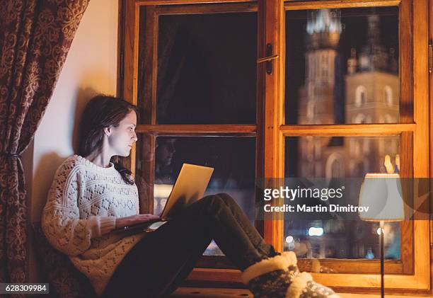 working from home - daily life in krakow stock pictures, royalty-free photos & images
