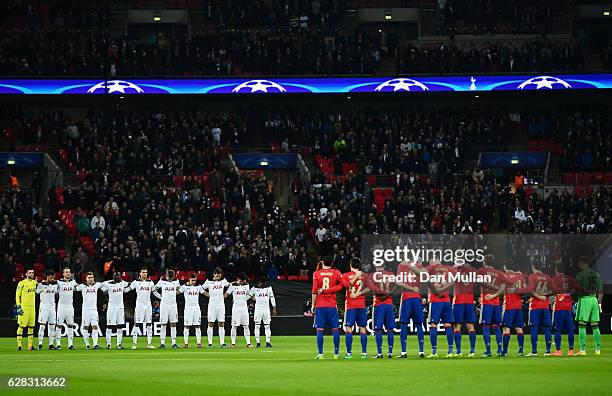 Fans, players and officials observe a minutes silence for the victims of the plane crash involving the Brazilian club Chapecoense prior to kick off...