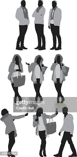 people in various actions - smartphone isolated studio stock illustrations