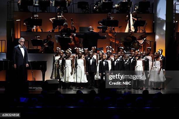 Concert -- Pictured: Andrea Bocelli with Voices of Haiti --