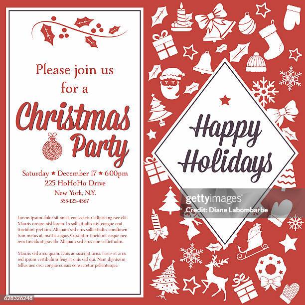 retro red and white christmas party invitation template - baseball glove silhouette stock illustrations