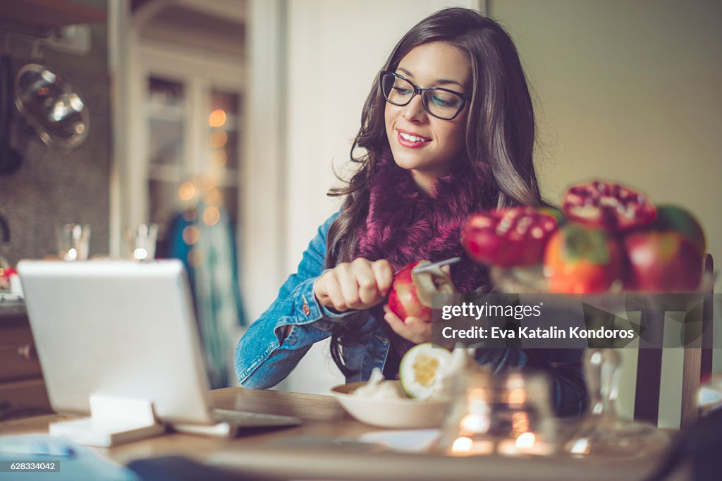 Young woman at home