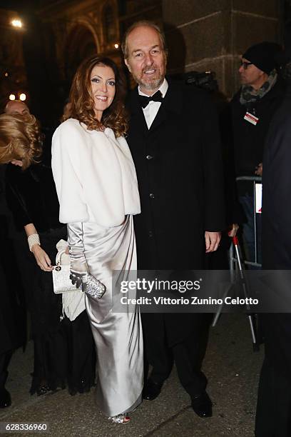 Alessandra Repini and Arturo Artom arrive at the Teatro alla Scala Season 2016/17 opening at Teatro Alla Scala on December 7, 2016 in Milan, Italy.